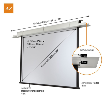 CELEXON Motor Expert Deckeneinbauleinwand, Bildbreite: 180 cm