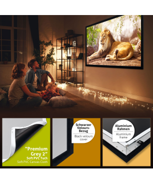 ESMART Professional MIRALE Tageslicht-Rahmen GRAU 221 x 125 cm (100") 16:9 Rahmen-Leinwand