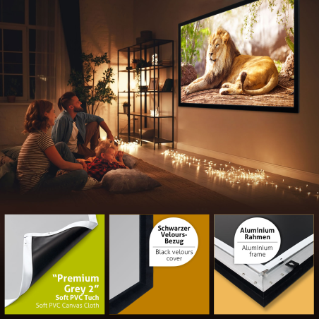 ESMART Professional MIRALE Tageslicht-Rahmen GRAU 221 x 125 cm (100") 16:9 Rahmen-Leinwand