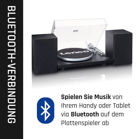 LENCO LS-500BK - 2 externe Lautsprechern - Bluetooth Plattenspieler Schwarz