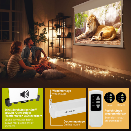 ESMART Professional TATENSO Akustik 186 x 105 cm (84") 16:9 Tension-Leinwand