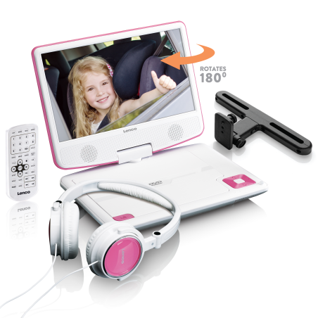 LENCO DVP-910PK Tragbarer DVD-Spieler, Weiß-Pink
