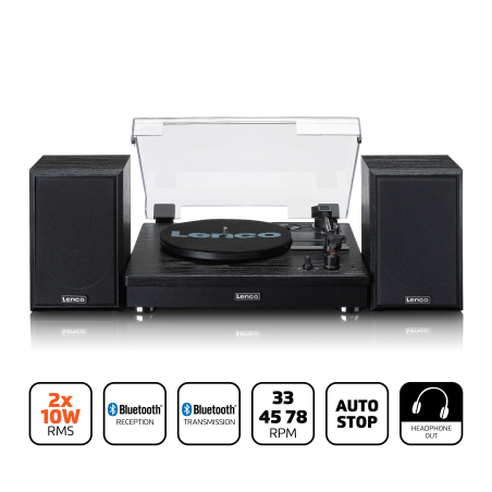 LENCO LS-101BK - Holz-Bluetooth - Plattenspieler Schwarz