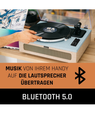 LENCO LS-440BUBG - 4 eingebaute Lautsprechern - Bluetooth Plattenspieler Blau-Taupe
