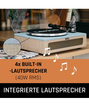LENCO LS-440BUBG - 4 eingebaute Lautsprechern - Bluetooth Plattenspieler Blau-Taupe