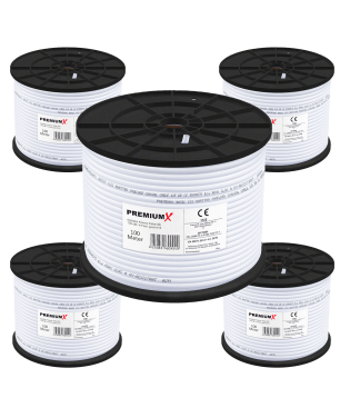 PREMIUMX 5x 100m BASIC Koaxialkabel 135dB 4-fach SAT Koax Kabel Antennenkabel Antennenkabel