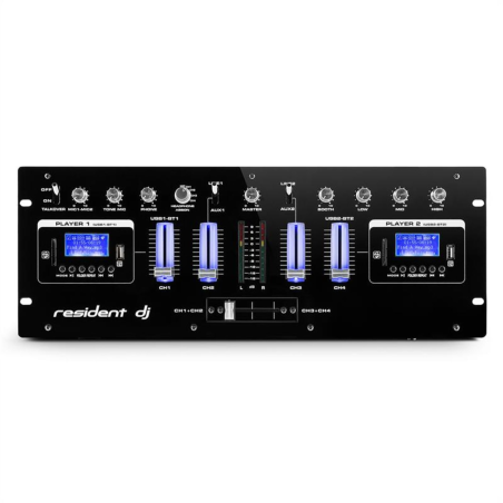 RESIDENT DJ DJ405USB-BK 4-Kanal Mischpult, Schwarz