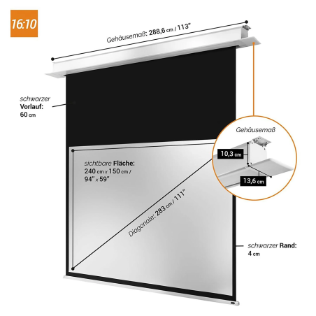 CELEXON Deckeneinbau Pro+ Deckeneinbauleinwand