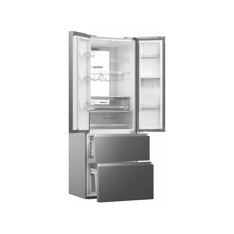 HAIER HFW7720EWMP French Door Kühlgefrierkombination (E, 302 kWh, 2006 mm hoch, Edelstahl-Front)