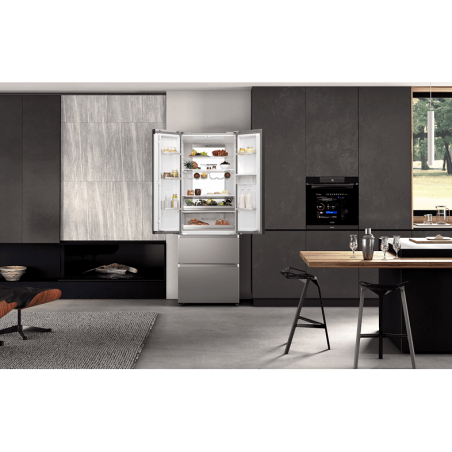 HAIER HFW7720EWMP French Door Kühlgefrierkombination (E, 302 kWh, 2006 mm hoch, Edelstahl-Front)