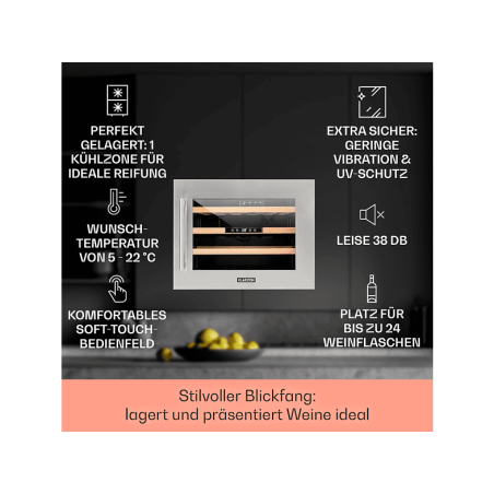 KLARSTEIN Vinsider 24D Weinkühlschrank (EEK G, Silber)
