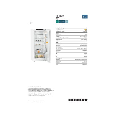 LIEBHERR Re 4620-20 Plus Kühlschrank (E, 1455 mm hoch, Weiß)