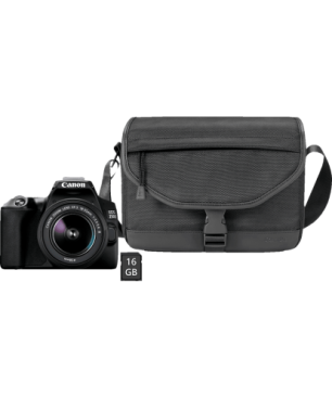 CANON EOS 250D Kit + Tasche SB130 und Speicherkarte SD 16 GB Spiegelreflexkamera, 24,1 Megapixel, 18-55 mm Objektiv