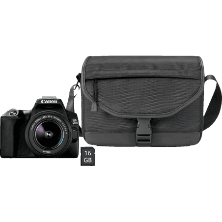 CANON EOS 250D Kit + Tasche SB130 und Speicherkarte SD 16 GB Spiegelreflexkamera, 24,1 Megapixel, 18-55 mm Objektiv