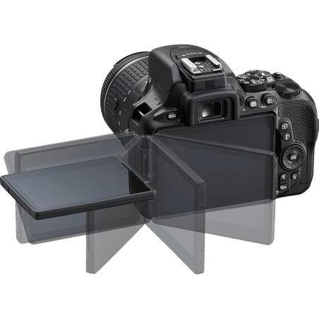 NIKON D5600 Kit Spiegelreflexkamera, 24,2 Megapixel, 18-55 mm Objektiv (AF-P, DX, VR), Touchscreen Display, WLAN, Schwarz
