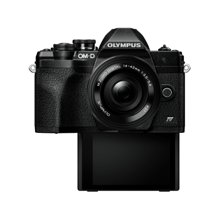 OLYMPUS OM-D E-M10 Mark IV Pancake Kit, 14-42mm F3.5-5.6, kompakte Selfie Systemkamera , 7,6 cm Display Touchscreen Schwarz
