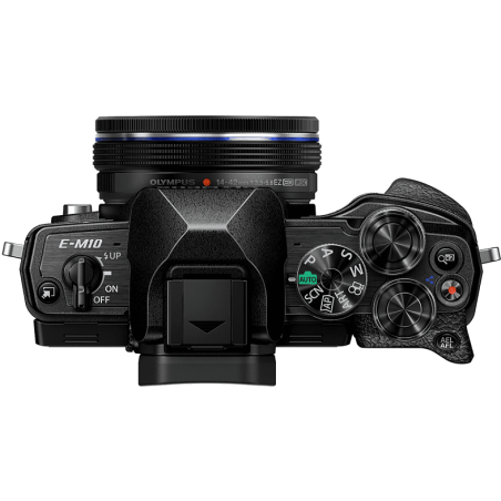 OLYMPUS OM-D E-M10 Mark IV Pancake Kit, 14-42mm F3.5-5.6, kompakte Selfie Systemkamera , 7,6 cm Display Touchscreen Schwarz