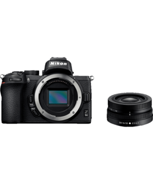 NIKON Z 50 Kit Systemkamera mit Objektiv 16-50 mm , 8 cm Display Touchscreen, Schwarz