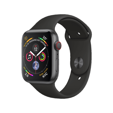 APPLE Watch Series 4 (GPS + Cellular) 40 mm Smartwatch Aluminium Kunststoff, 130-200 mm, Armband: Schwarz, Gehäuse: Dunkelgrau