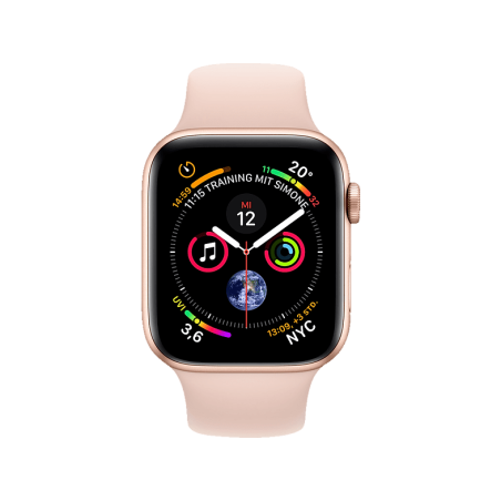 APPLE Watch Series 4 (GPS + Cellular) 44mm Smartwatch Aluminium Kunststoff, 140-210 mm, Armband: Sandrosa, Gehäuse: Gold