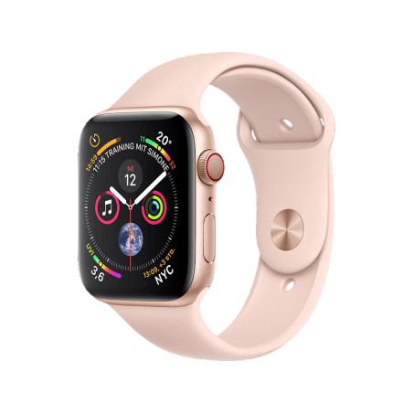 APPLE Watch Series 4 (GPS + Cellular) 44mm Smartwatch Aluminium Kunststoff, 140-210 mm, Armband: Sandrosa, Gehäuse: Gold