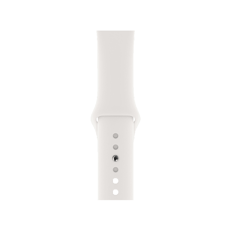 APPLE Watch Series 4 (GPS + Cellular) 44mm Smartwatch Edelstahl Kunststoff, 140-210 mm, Armband: Weiß, Gehäuse: Silber
