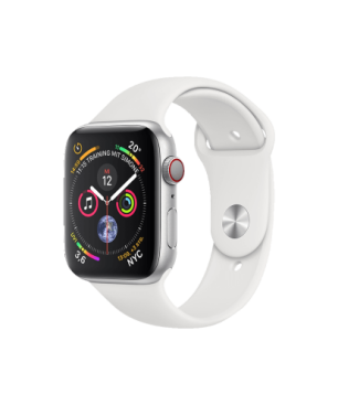 APPLE Watch Series 4 (GPS + Cellular) 40 mm Smartwatch Aluminium Kunststoff, 130-200 mm, Armband: Weiß, Gehäuse: Silber