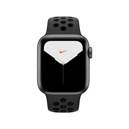 APPLE Watch Nike Series 5 40mm Smartwatch Aluminium Fluorelastomer, 130 - 200 mm, Armband: Anthrazit Schwarz, Space Grey