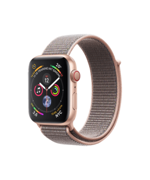 APPLE Watch Series 4 (GPS + Cellular) 40 mm Smartwatch Aluminium gewebtes Nylon, 130-200 mm, Armband: Sandrosa, Gehäuse: Gold