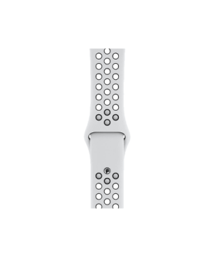 APPLE Watch Series 4 (GPS + Cellular) 44 mm Kunststoff, 145-220 mm, Armband: Platinum/Schwarz, Gehäuse: Silber