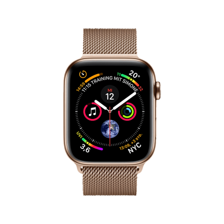APPLE Watch Series 4 (GPS + Cellular) 44mm Smartwatch Edelstahl Milanaise, 145-220 mm, Armband: Gold, Gehäuse: Gold