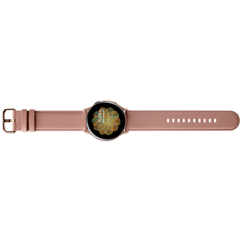 SAMSUNG Galaxy Watch Active2 Stainless Steel 40mm (LTE) GO Smartwatch Edelstahl Echtleder, S/M, Gold
