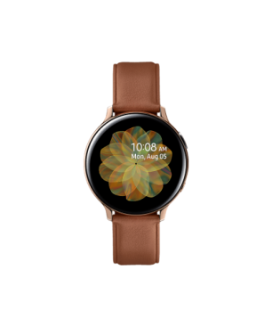 SAMSUNG Galaxy Watch Active2 Stainless Steel 44mm GO Smartwatch Edelstahl Echtleder, M/L, Gold