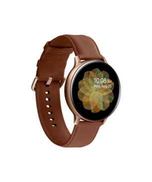 SAMSUNG Galaxy Watch Active2 Stainless Steel 44mm GO Smartwatch Edelstahl Echtleder, M/L, Gold
