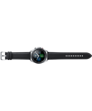 SAMSUNG Galaxy Watch3 45 mm LTE & Bluetooth Smartwatch Edelstahl Echtleder, Größe M/L (145 - 205 mm), Mystic Silver/Black