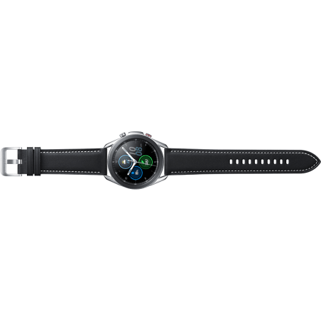 SAMSUNG Galaxy Watch3 45 mm LTE & Bluetooth Smartwatch Edelstahl Echtleder, Größe M/L (145 - 205 mm), Mystic Silver/Black