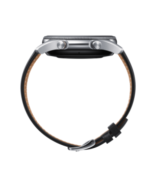 SAMSUNG Galaxy Watch3 45 mm LTE & Bluetooth Smartwatch Edelstahl Echtleder, Größe M/L (145 - 205 mm), Mystic Silver/Black