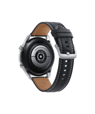 SAMSUNG Galaxy Watch3 45 mm LTE & Bluetooth Smartwatch Edelstahl Echtleder, Größe M/L (145 - 205 mm), Mystic Silver/Black