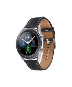SAMSUNG Galaxy Watch3 45 mm LTE & Bluetooth Smartwatch Edelstahl Echtleder, Größe M/L (145 - 205 mm), Mystic Silver/Black
