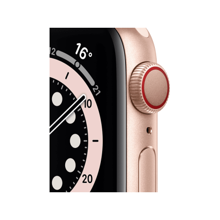 APPLE Watch Series 6 (GPS + Cellular) 40mm Smartwatch Aluminium Fluorelastomer, 130 - 200 mm, Armband: Pink, Gehäuse: Gold