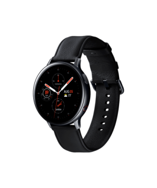 SAMSUNG Galaxy Watch Active2 Stainless Steel 44mm (LTE) BK Smartwatch Edelstahl Echtleder, M/L, Black