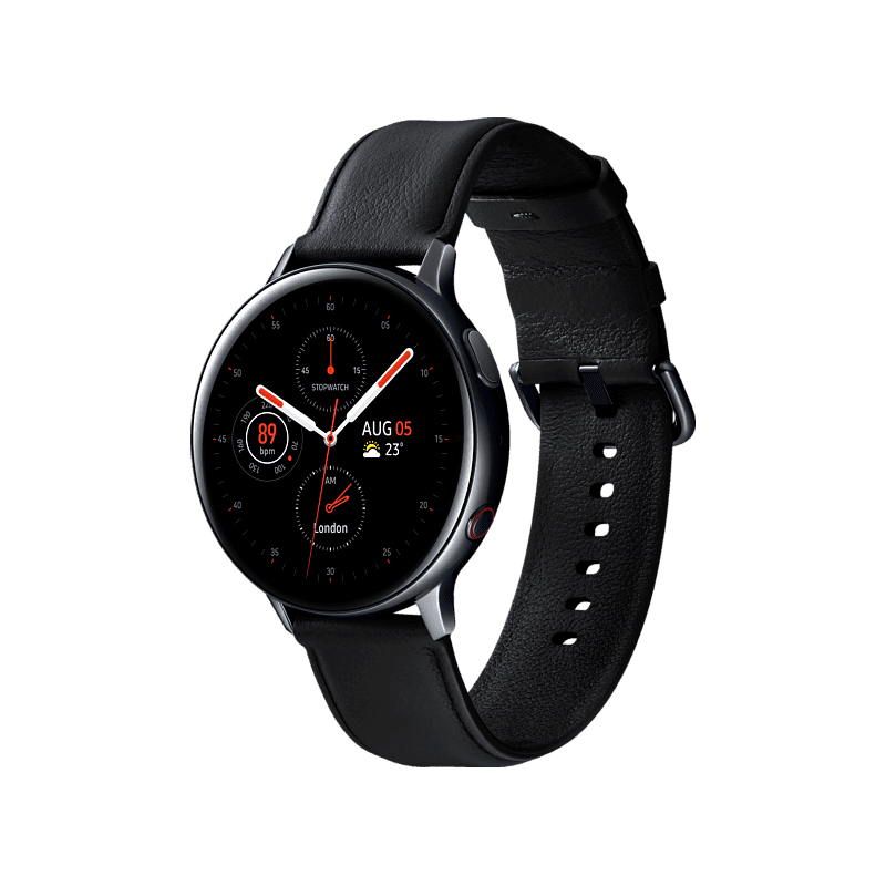 SAMSUNG Galaxy Watch Active2 Stainless Steel 44mm (LTE) BK Smartwatch Edelstahl Echtleder, M/L, Black SAMSUNG Galaxy Watch Active2 Stainless Steel 44mm (LTE) BK Smartwatch Edelstahl Echtleder, M/L, Black