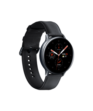 SAMSUNG Galaxy Watch Active2 Stainless Steel 44mm (LTE) BK Smartwatch Edelstahl Echtleder, M/L, Black