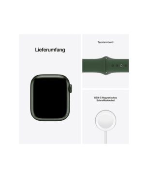 APPLE Watch Series 7 (GPS + Cellular) 45mm Smartwatch Fluorelastomer, 140 - 220 mm, Armband: Grün, Gehäuse: Grün