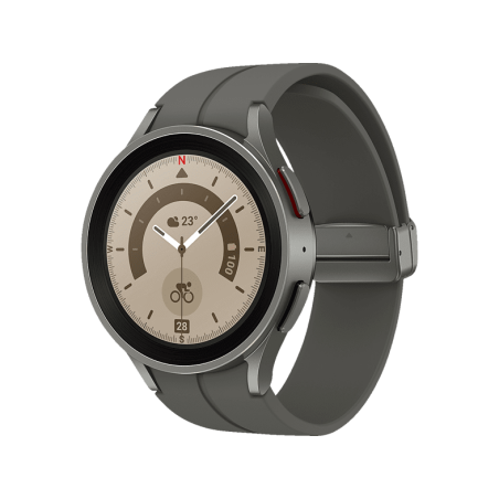 SAMSUNG Galaxy Watch5 Pro BT 45 mm Smartwatch Titan Fluorkautschuk, M/L, Gray Titanium