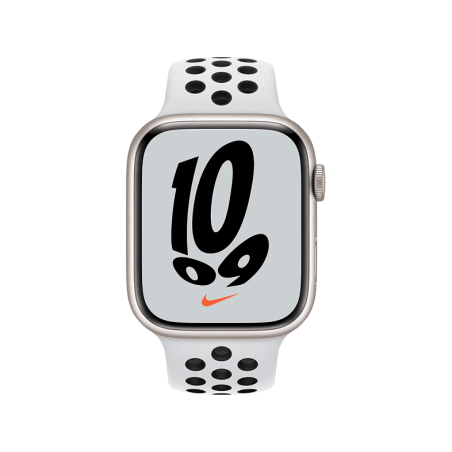APPLE Watch Series 7 Nike (GPS) 41mm130 - 200 mm, Armband: Pure Platinum/Schwarz, Gehäuse: Polarstern