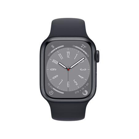 APPLE Watch Series 8 (GPS + Cellular) 45 mm Fluorelastomer, 140 - 220 mm, Armband: Mitternacht, Gehäuse: Mitternacht