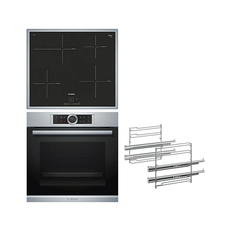 BOSCH HBD 80 PY 50 PYROLYSE, Einbaubackofenset (Induktionskochfeld) BOSCH HBD 80 PY 50 PYROLYSE, Einbaubackofenset (Induktionskochfeld)