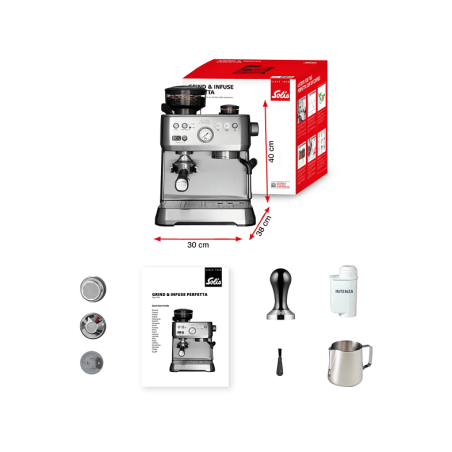 SOLIS OF SWITZERLAND Grind & Infuse Perfetta 1019 Siebträgermaschine Silber