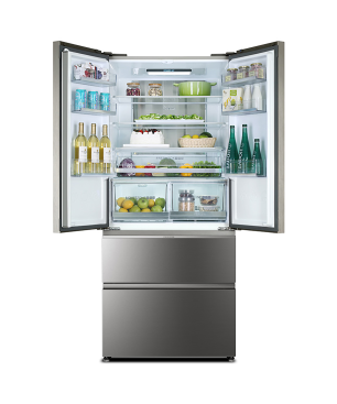 HAIER HB18FGSAAA Kühl-Gefrierkombination French Door (E, 318 kWh, 190 cm hoch, MetalBack)